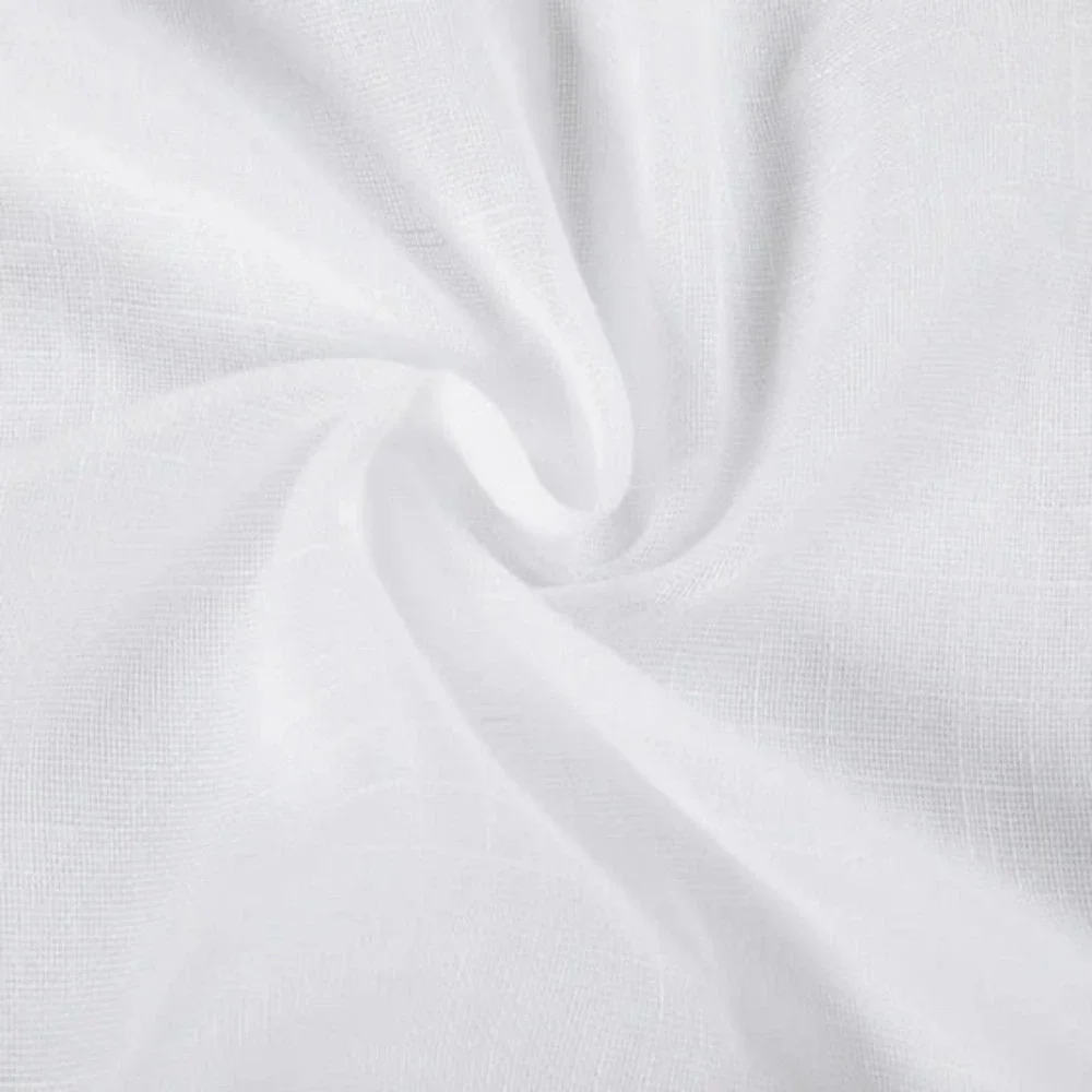 TWOPAGES Liz Linen Flynn Sheer White Drape Pleated Curtains (2) 52