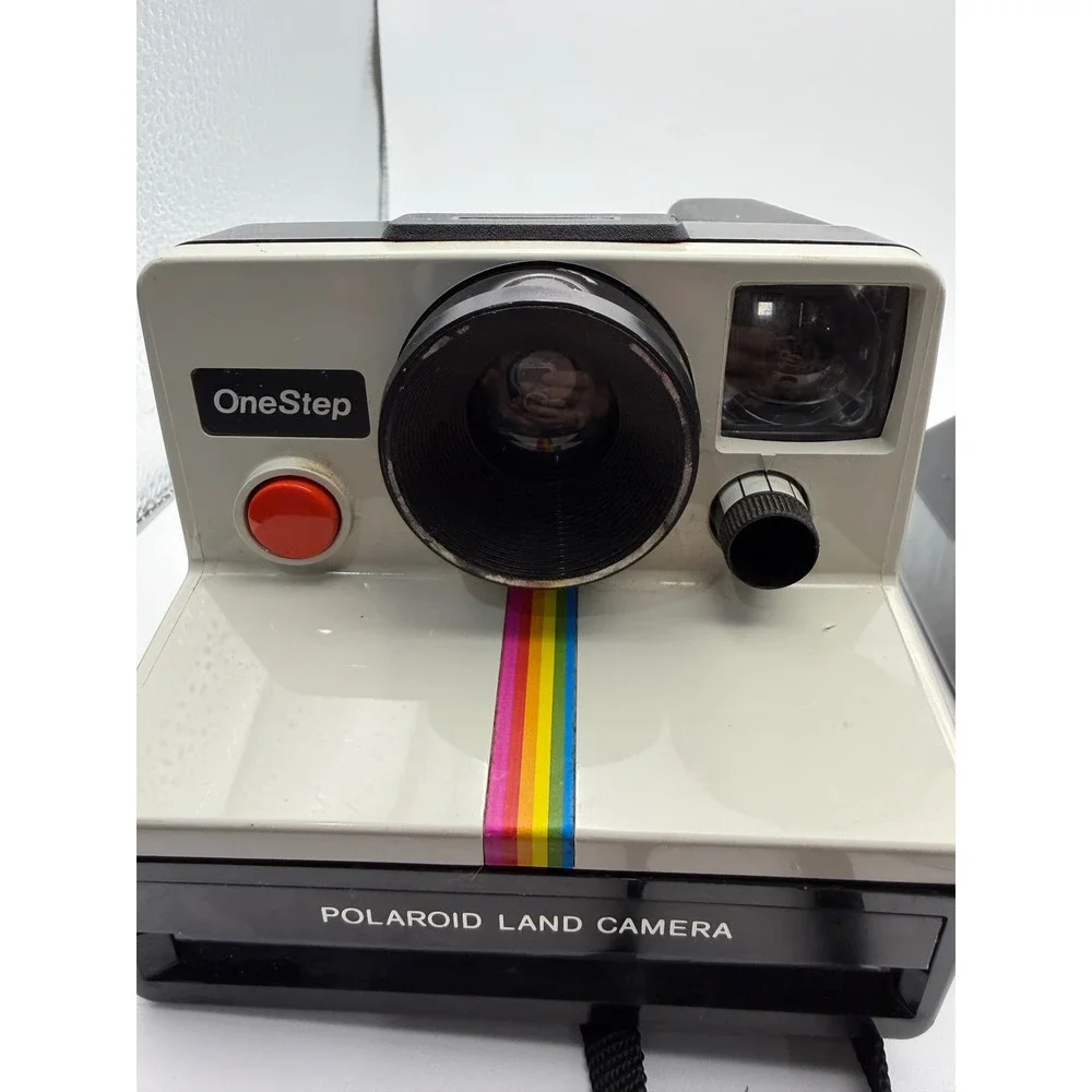 Lot of 2 Vintage Polaroid OneStep Land Camera Rainbow Stripe SX-70‎ Untested