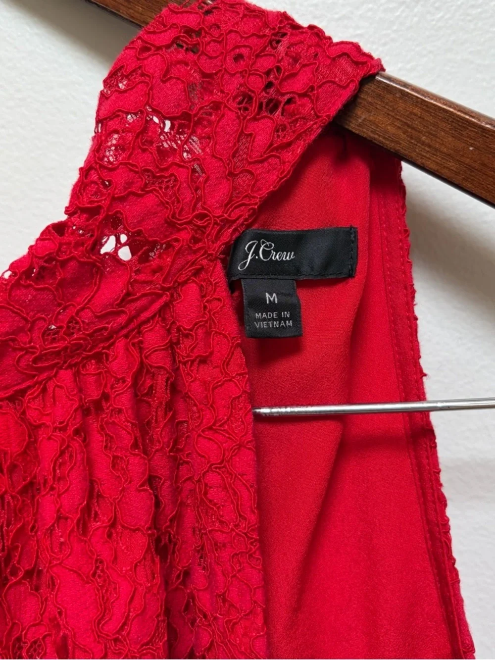 J. Crew Red Lace Sleeveless Top M