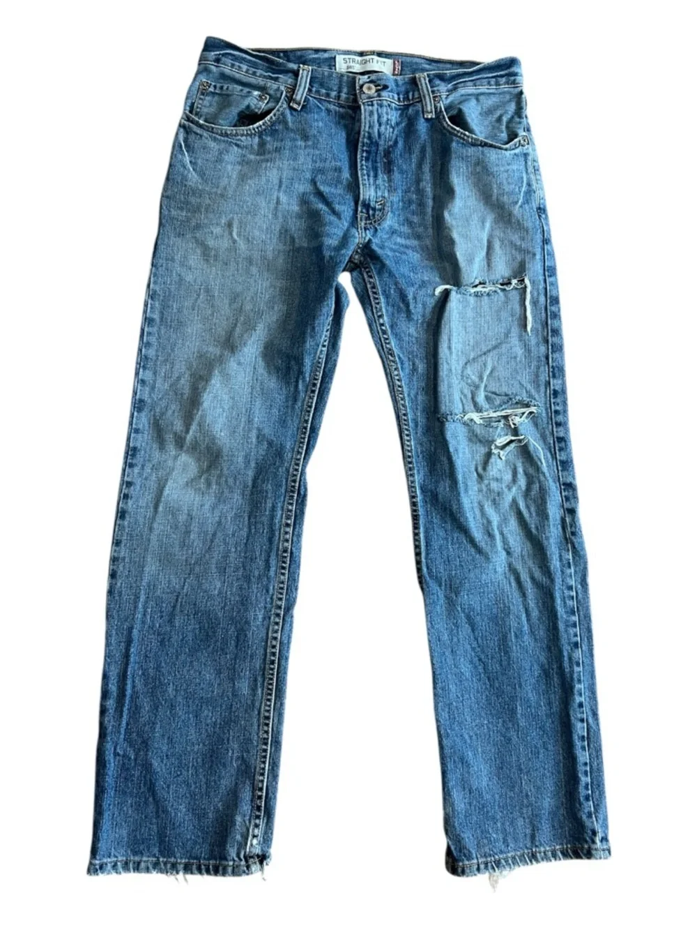 Levi's 505 Straight Fit Distressed Blue Denim Jeans 32x30 Men