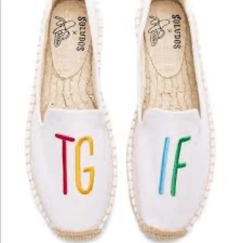 Soludos Ashkhan Women's espadrille Flats TGIF‎ on cream canvas