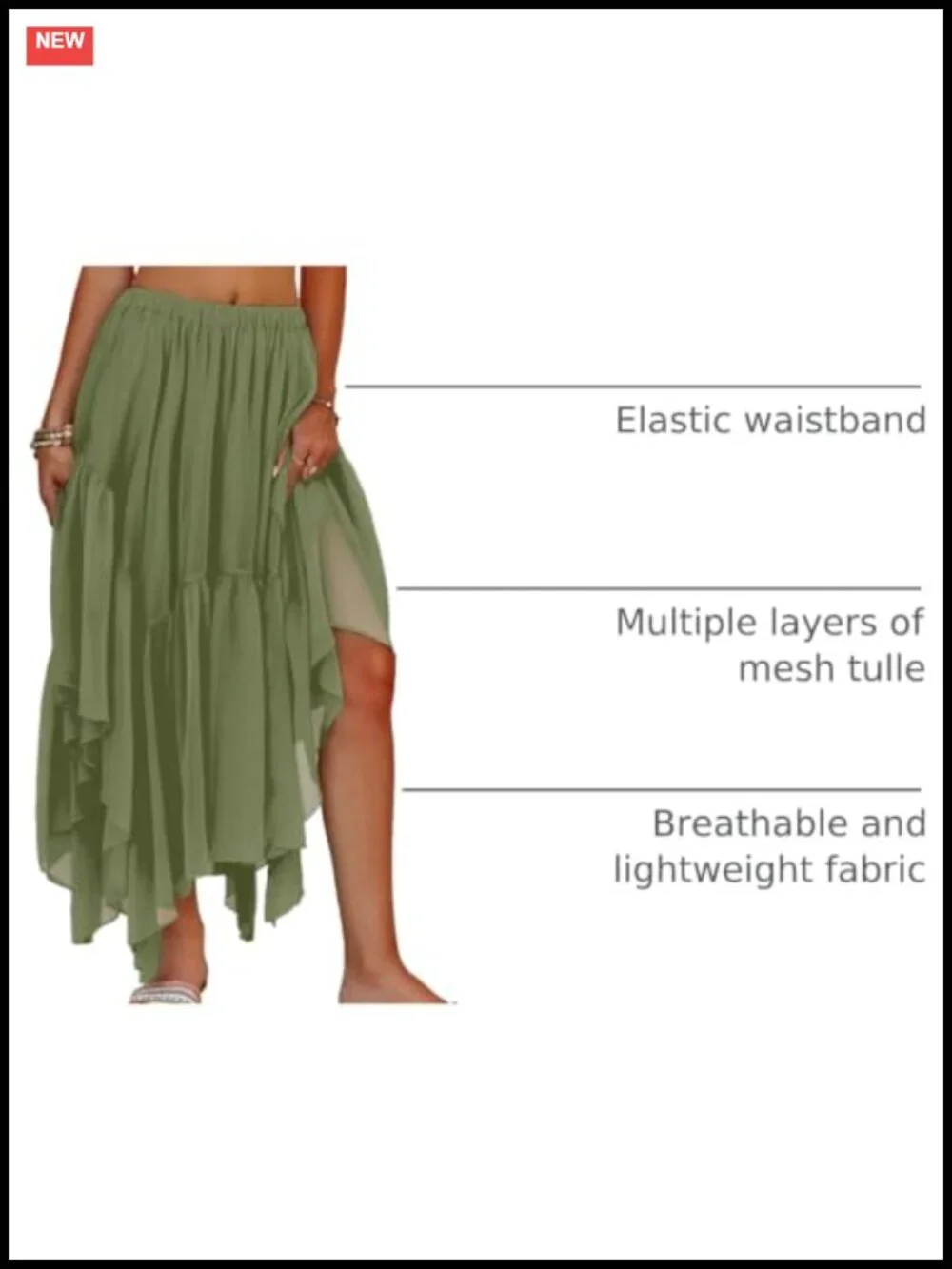 Women's Boho Maxi Skirt Asymmetric High-Low Flowy Ruffle Beach Party